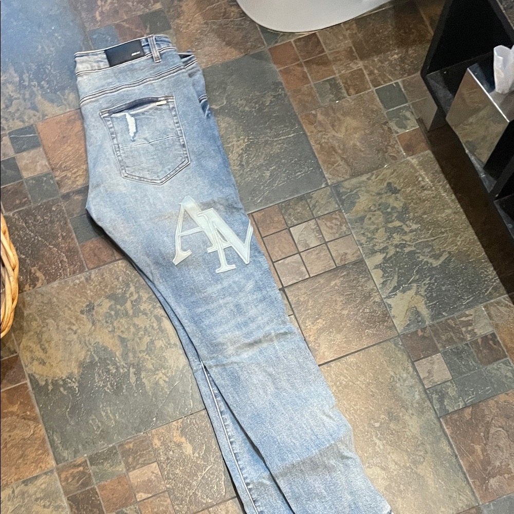 Blue Denim Jeans with Amiri Logo
